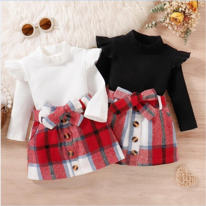 Wholesale Spring and Autumn Clothing Pit Bar Knitted Checkered Baby Clothes